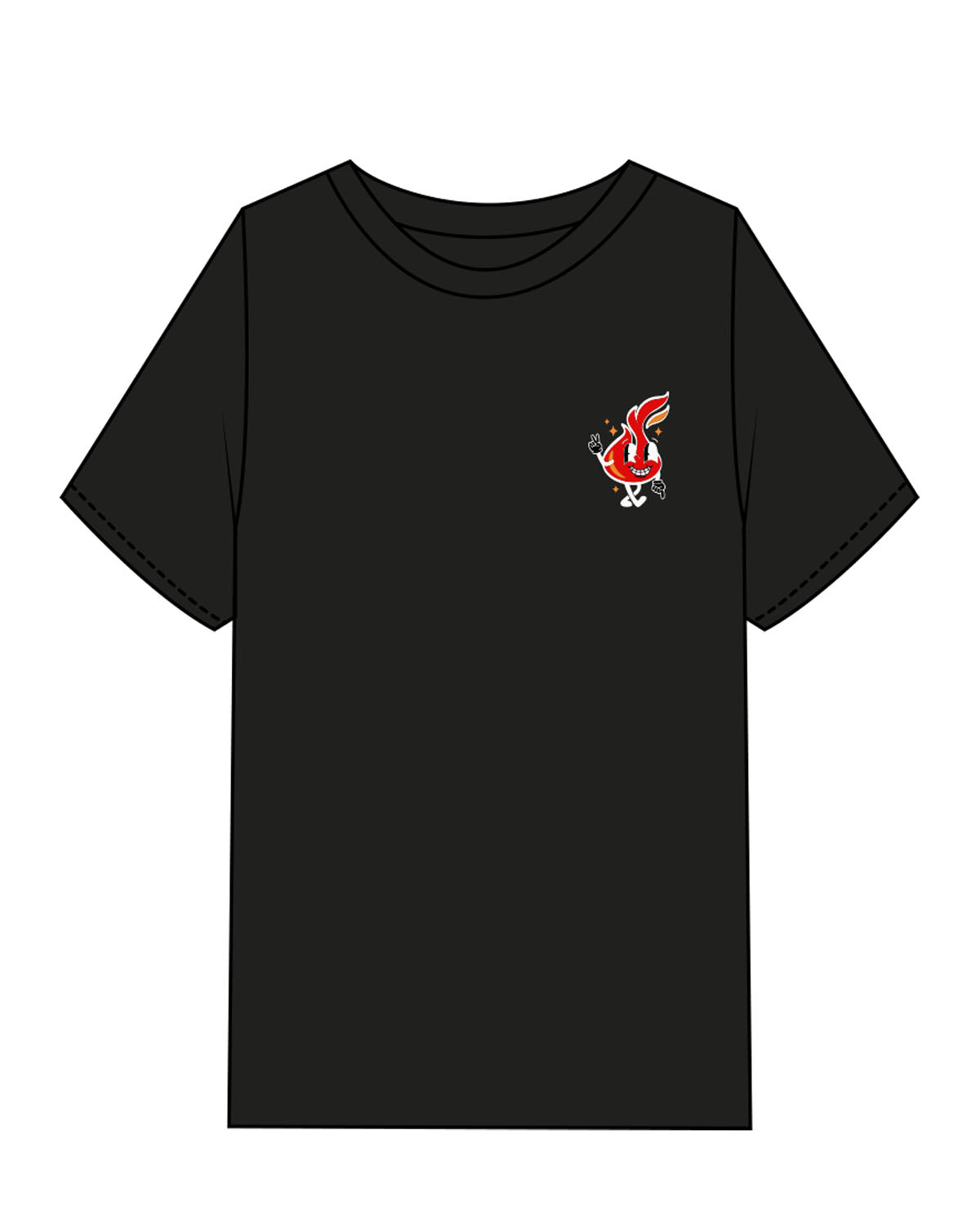 The Mens Heavyweight Tee - Black - Corefire - Left Chest Flame - Full Back Center - Full Color