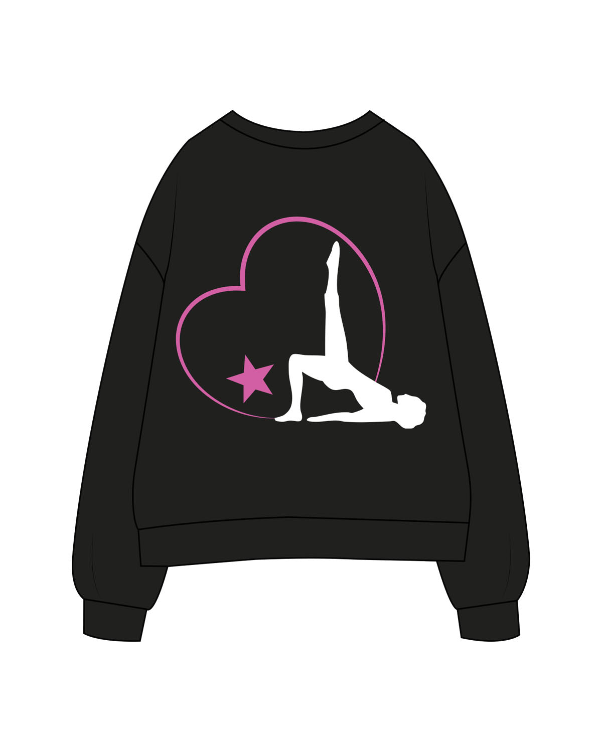 The Womens Crewneck - Black -  Empowering Pilates - Chest & Back - Printed - Full Color