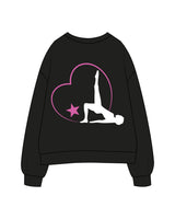 The Womens Crewneck - Black -  Empowering Pilates - Chest & Back - Printed - Full Color