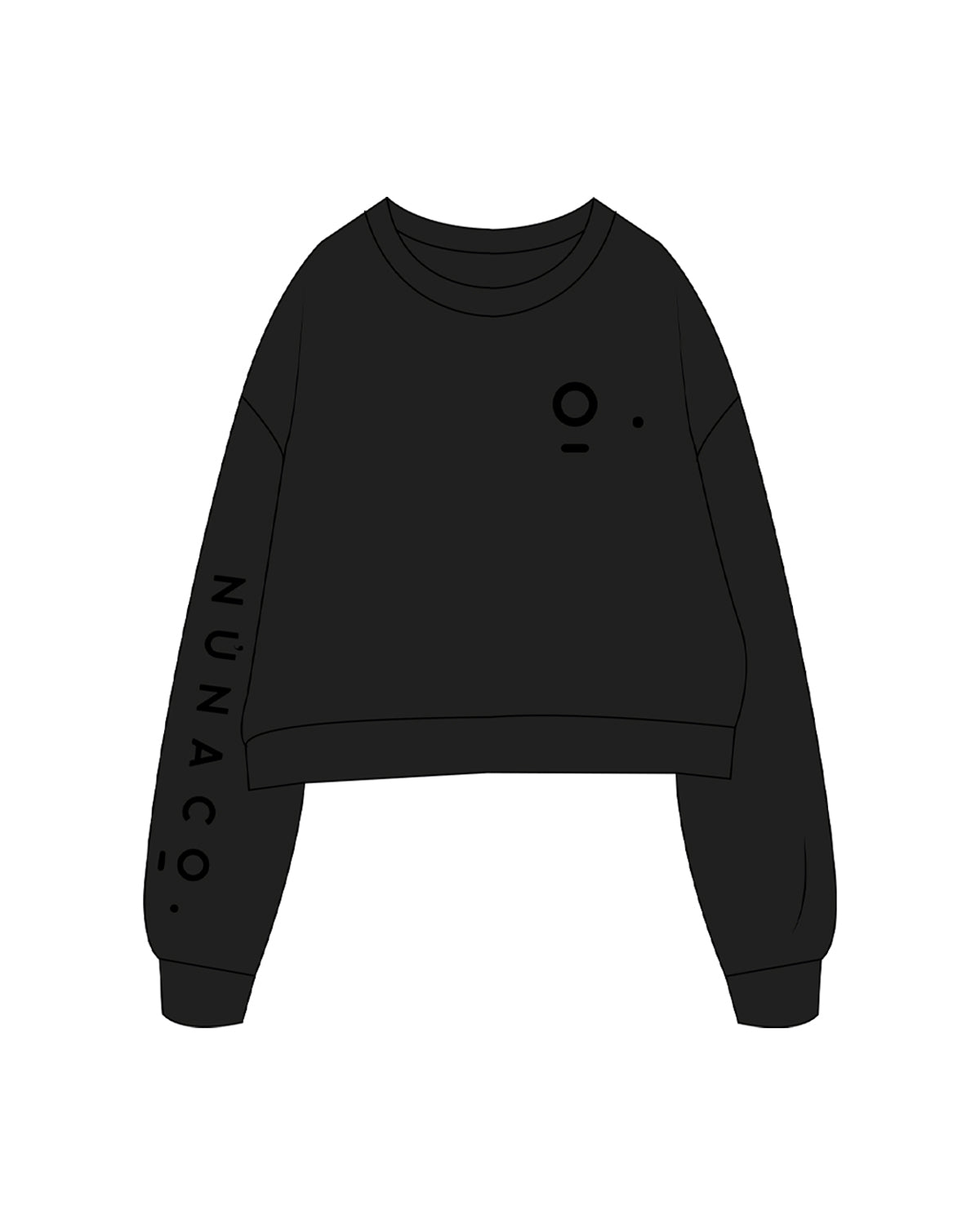 The Oversized Crop - Black - Nuna Collective - Left Chest & Right Sleeve - Tone on Tone
