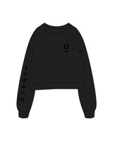 The Oversized Crop - Black - Nuna Collective - Left Chest & Right Sleeve - Tone on Tone