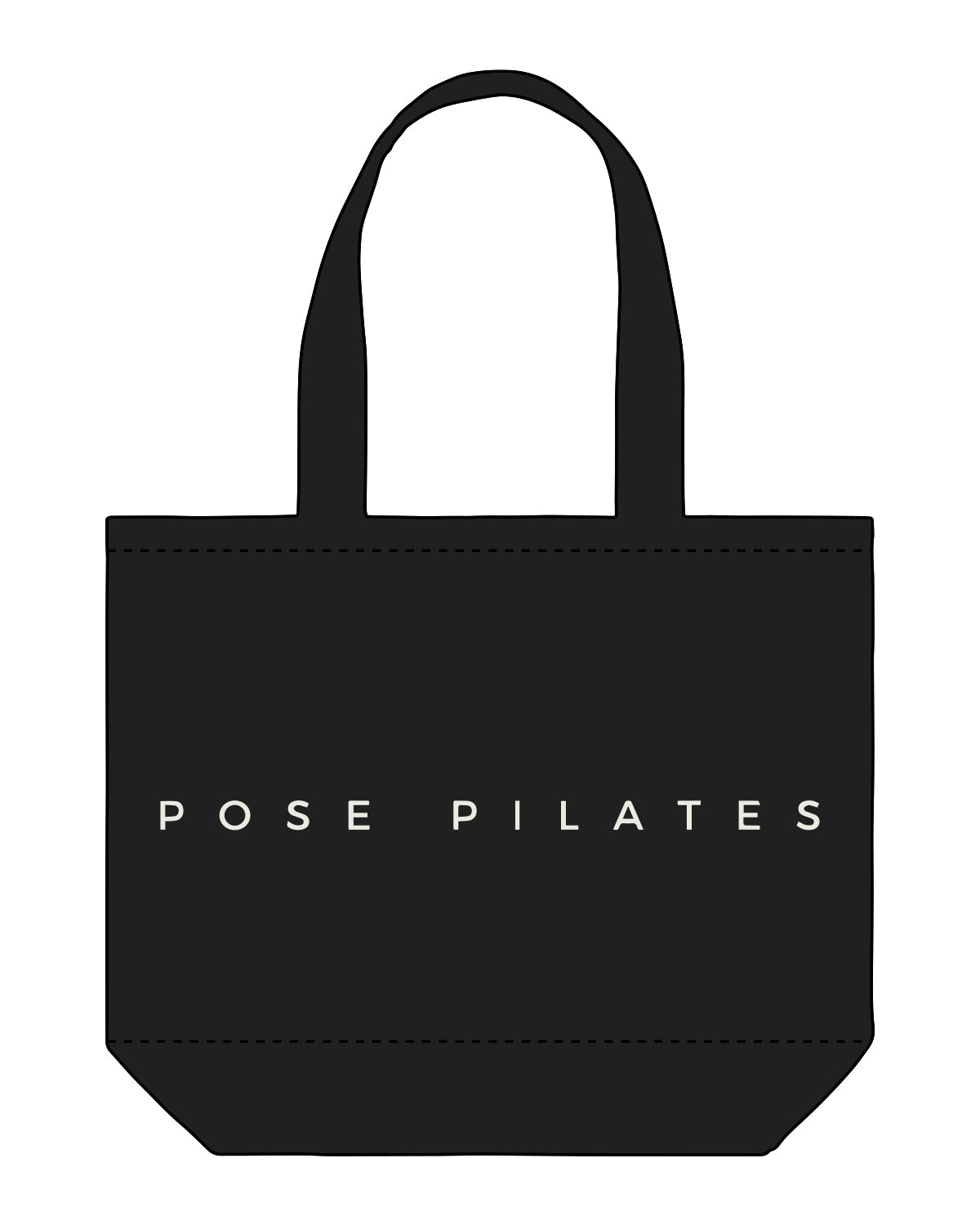 The Tote Bag - Black - Pose Pilates - Center - Off White