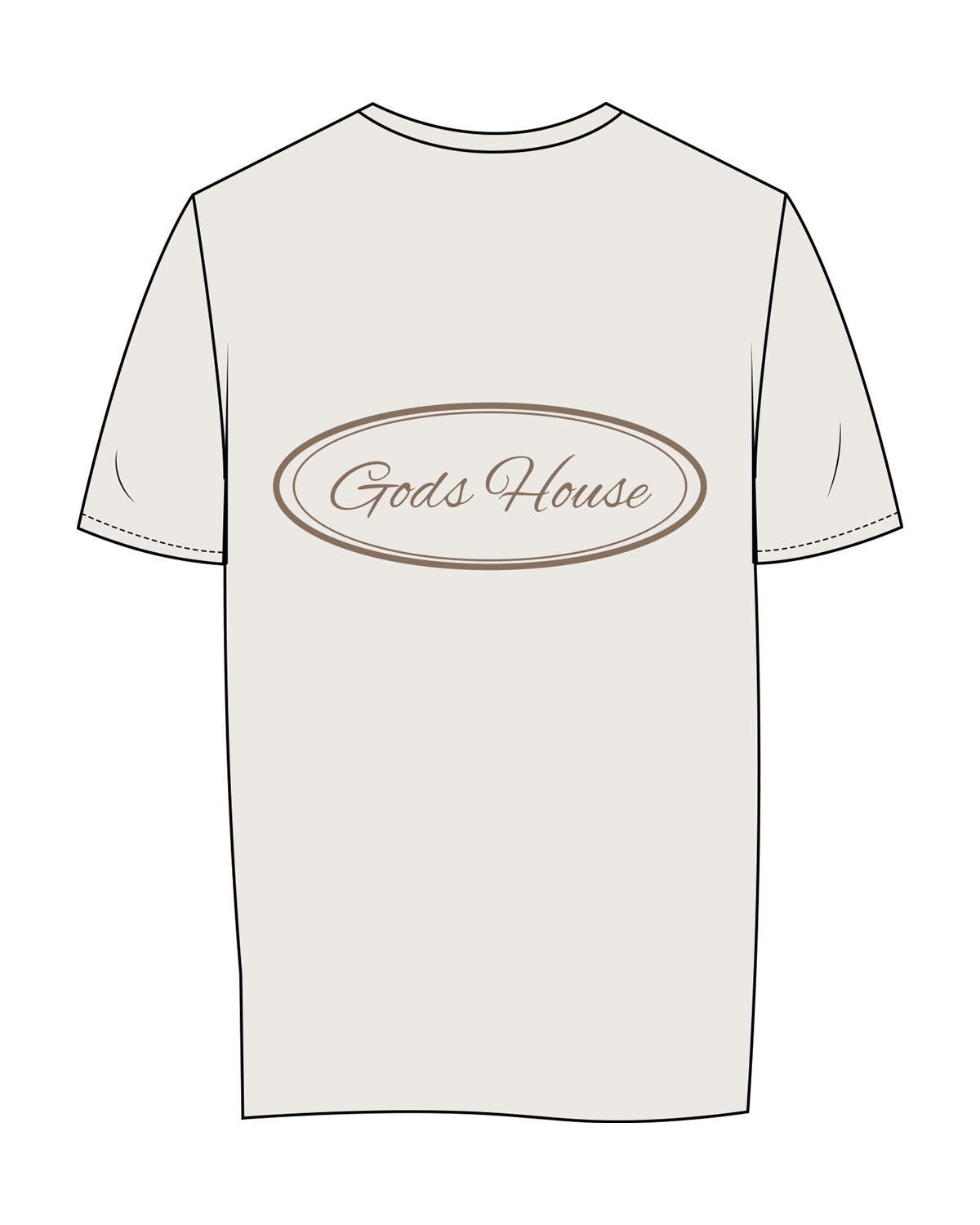 The Womens Tee - Bone - GODSHOUSE - Left Chest - Back "Oval Logo" - Dark Tan