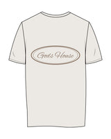 The Womens Tee - Bone - GODSHOUSE - Left Chest - Back "Oval Logo" - Dark Tan