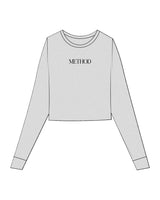 The Micro Rib Crop Long Sleeve - Heather - Method Pilates - Center Chest - Printed - Black