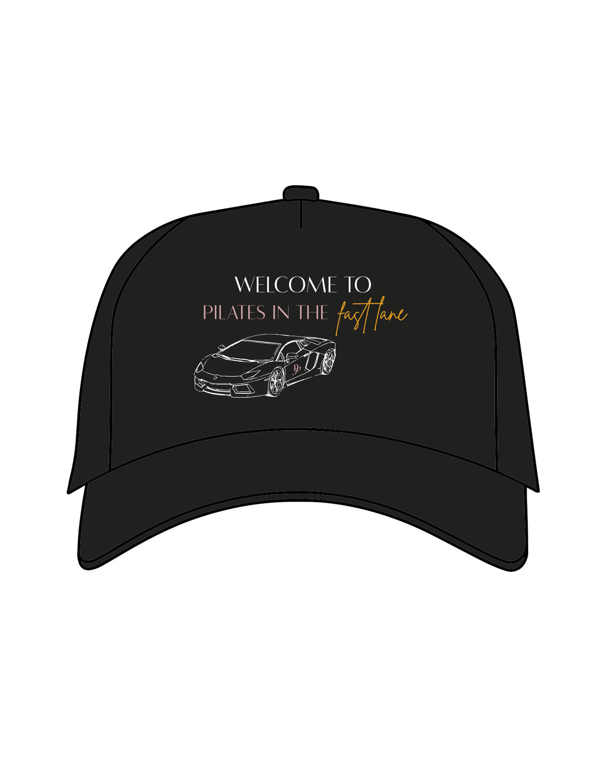 The 5 Panel Trucker Hat - Black - Platinum Pilates - Center Crown - Embroidered- Full Color