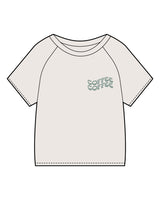 The Kids Tee - Bone - Coffee - Left Chest Stacked & Back Center - Printed - Teal