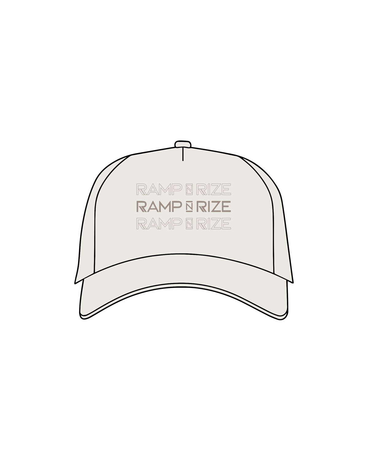 The Foam Trucker Hat - Bone - Ramp N Rize - Center Crown Stacked - Printed - Tone on Tone