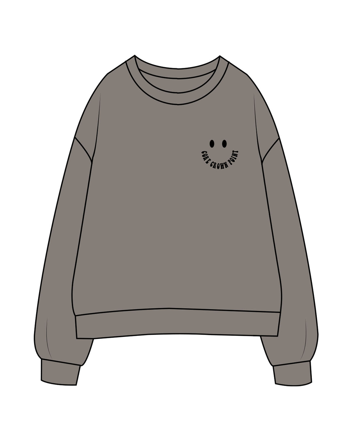 The Mens Crewneck - Washed Gray - Core Crown Point - Left Chest - Embroidered - Black