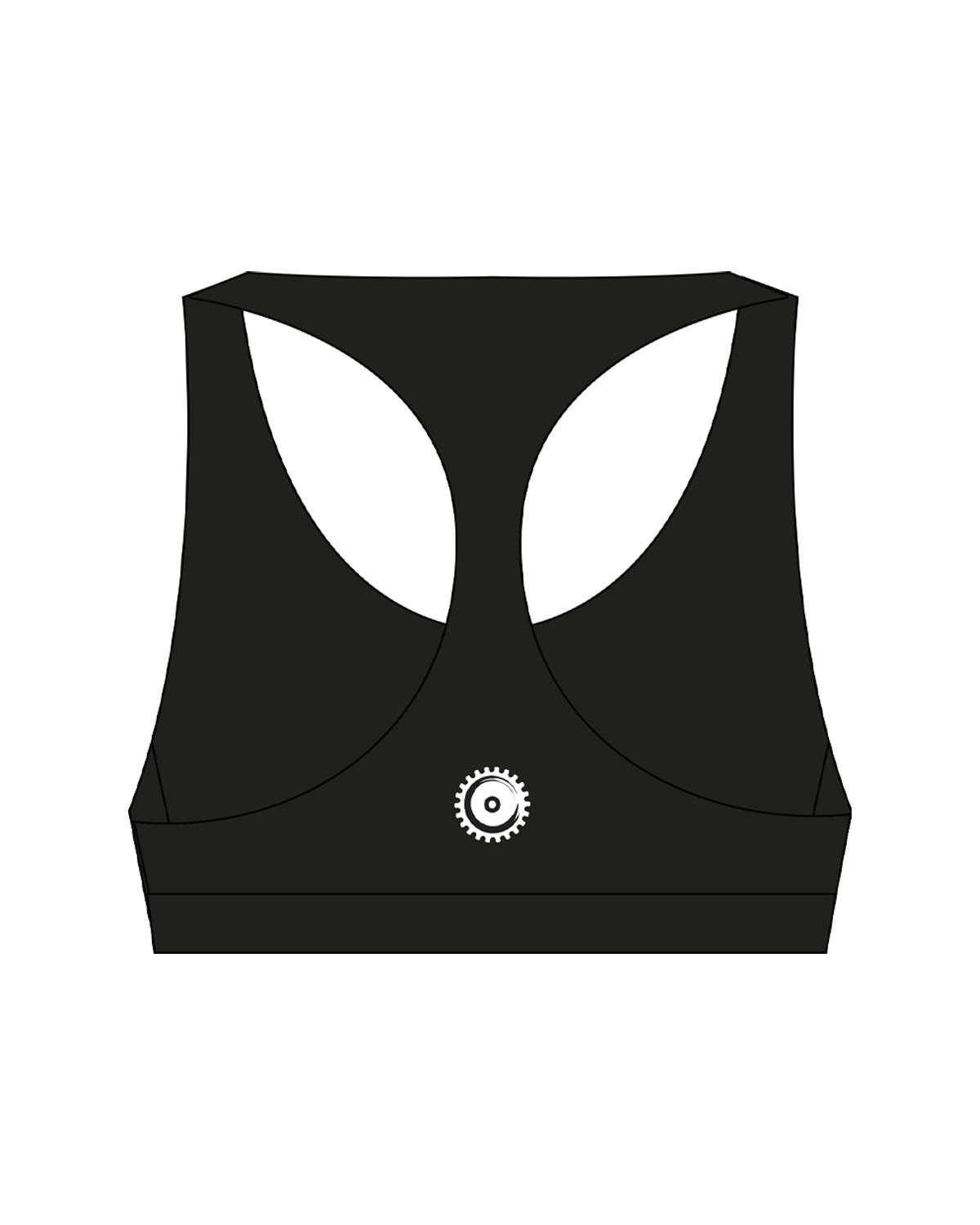 The Racer Bra - Black - ZENERGY CYCLING - Center Back - Printed - White