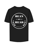 The Mens Tee - Black - Bean Head - Left Chest & Back Center - Icon - White