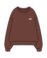 The Mens Crewneck - Chestnut - Higher Ground - Left Chest Stacked - Embroidered White