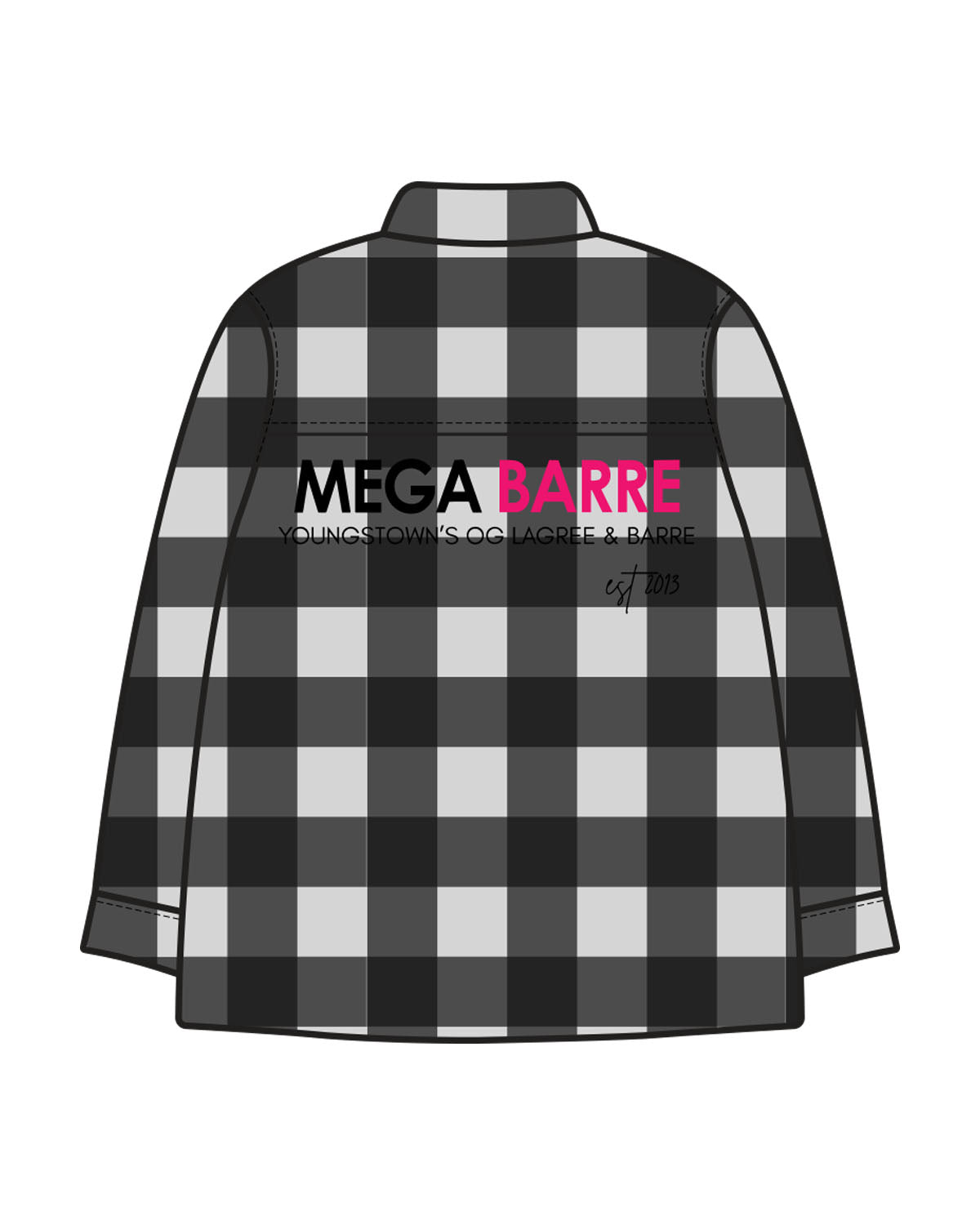 The Flannel - Heather / Black - Megabarre - Left Chest & Back Stacked - Printed - Black/Pink