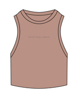 The Ribbed Crop Tank - Clay - Ritual Body - Center Chest - Embroidered Tone on Tone