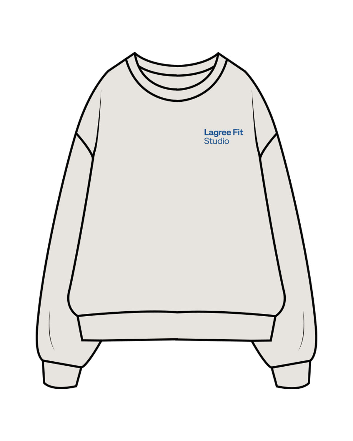 The Mens Crewneck - Washed Bone - Lagree Fit Studio - Left Chest Stacked & Back Rounds - Printed - Blue