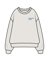 The Mens Crewneck - Washed Bone - Lagree Fit Studio - Left Chest Stacked & Back Rounds - Printed - Blue