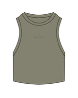The Ribbed Crop Tank - Eucalyptus - Collective Studios - Center Chest - "Collective" - Embroidered - Tone on Tone