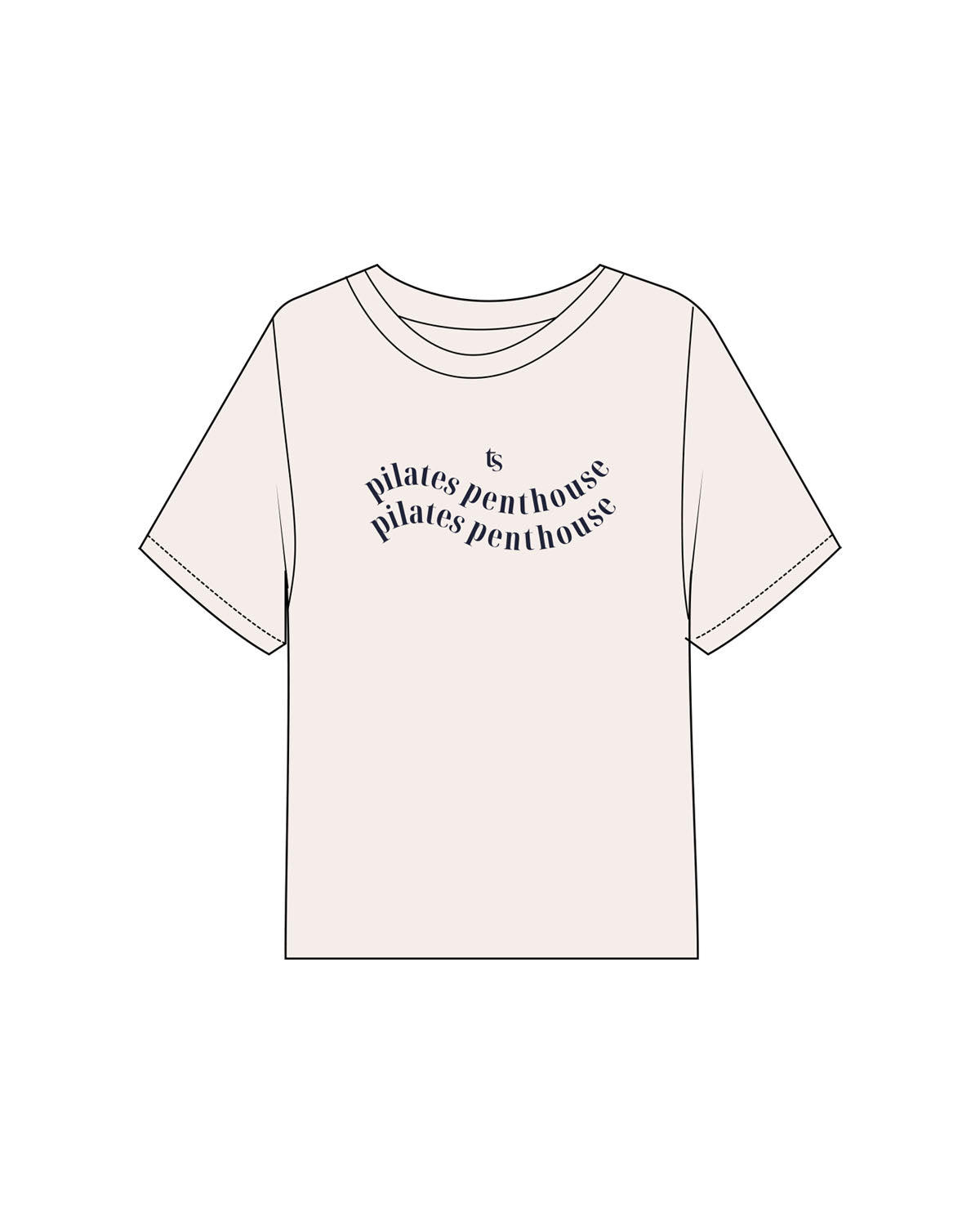 The Midweight Crop Tee - Ivory - Set Studio - Center Chest Stacked - Printed - Navy