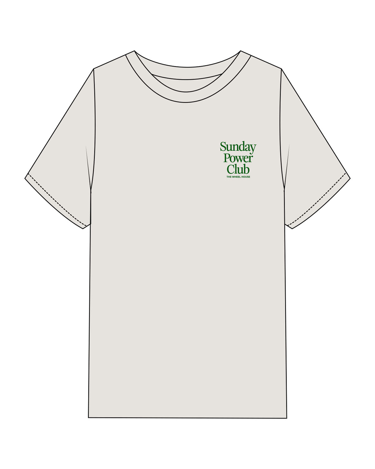 The Mens Heavyweight Tee - Washed Bone - Wheel House NY - Left Chest & Back Stacked - Printed - Green