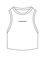The Ribbed Crop Tank - White - New Mom School - Center Chest Stacked "NASHVILLE" - Embroidered - Black