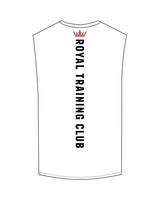The Muscle Tank - White - Royal Training Club - Left Chest Stacked & Back Spine - Printed - Full Color