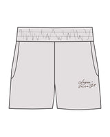 The Womens Sweat Shorts - Bone -  Lagree Versa - Left Leg Stacked - Printed - Chocolate (402d24)
