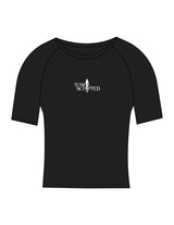 The Short Sleeve Crop - Black - Team Sculpted - Center Chest Stacked - Printed - White