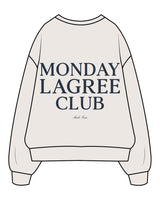 The Womens Crewneck - Bone - M4Lagree - Left Chest - Embroidered - Center Back Stacked - Printed -  Navy