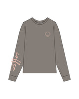The Womens Heavyweight Long Sleeve - Washed Gray - The Rebel Geek - Left Chest & Right Sleeve - Printed - Pink