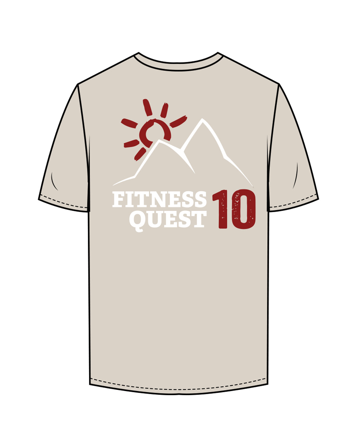 The Mens Tee - Bone - Fitness Quest 10 - Left Chest "Emblem" & Back Stacked - Full Color