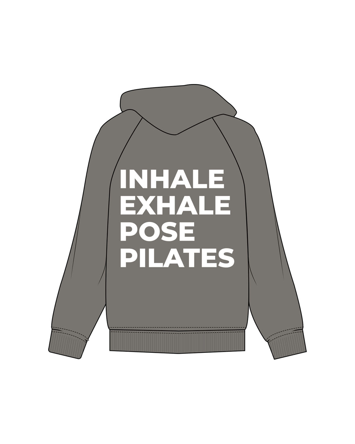 The Mens Hoodie - Washed Gray - POSE PILATES - Left Chest PP "Embroidered" & Back PPS round "Printed" - White