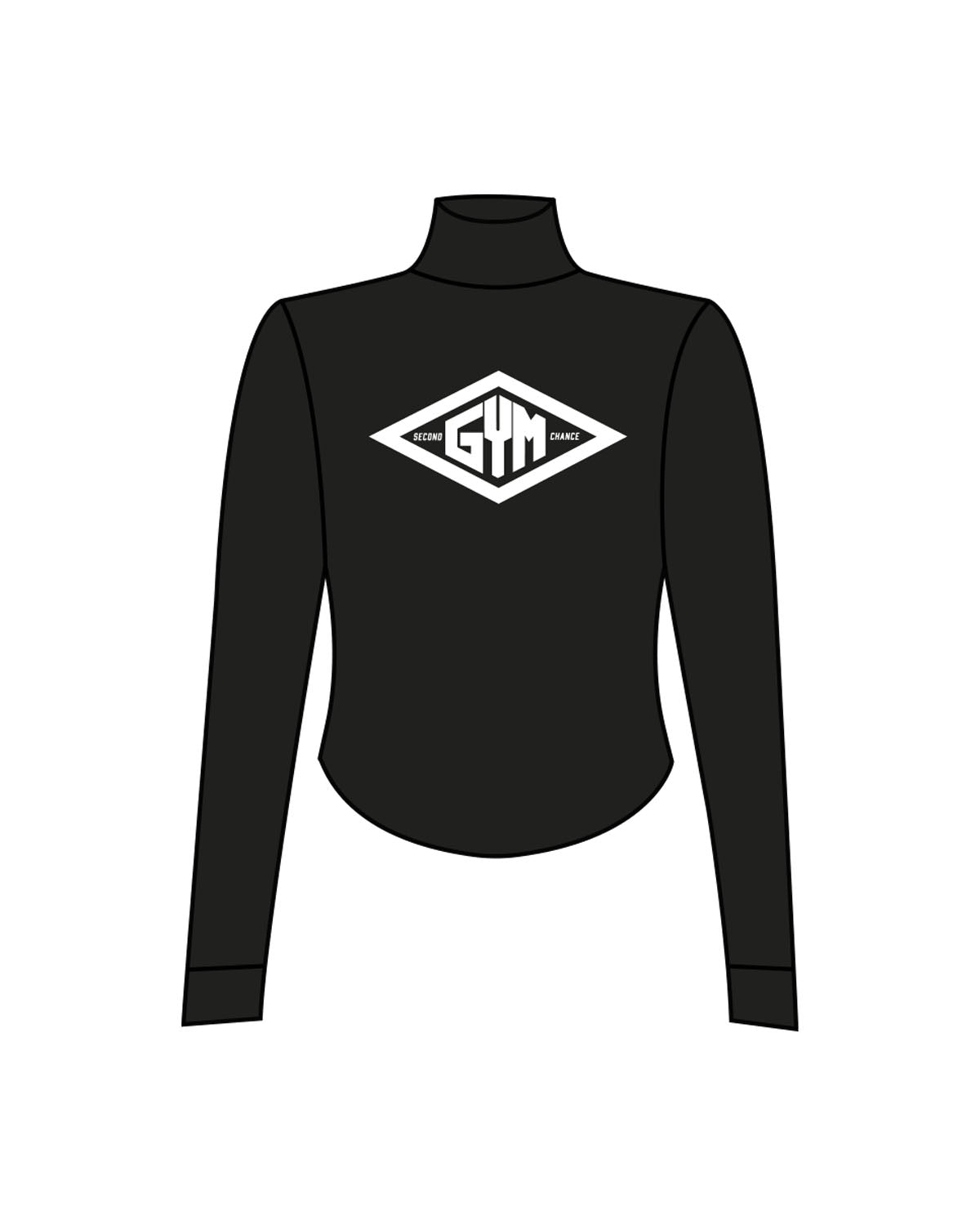 The 3/4 Crop Zip Jacket - Black - SECOND CHANCE GYM - Left Chest "STAFF" & Center Back Logo - Printed - White