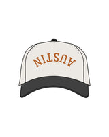The Canvas Cap - Natural / Coal - Blenders - Center Crown Mirrored "Austing" & Back Panel - Embroidered - Printed - Puff - UT Orange