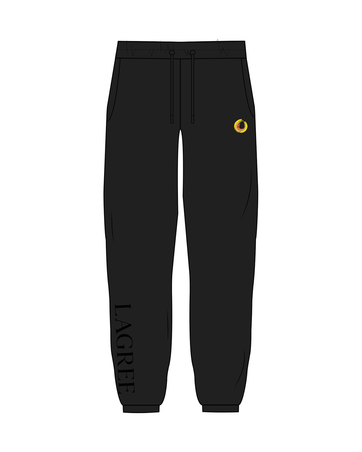 The Womens Classic Sweatpants - Black - Scorch Fitness -  Left Leg Embroidered & Right Leg Printed - Full Color