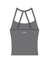 The Womens Sporty Tank - Grey - Bare Pilates - Center Back - Printed - White