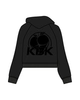The Womens Crop Hoodie - Black - KBK - Left Chest & Back Center - Full Color Black
