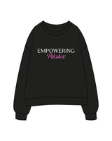 The Womens Crewneck - Black -  Empowering Pilates - Chest & Back - Printed - Full Color