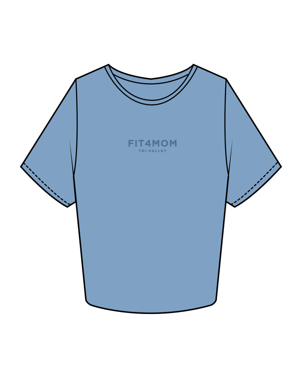 The Crop Tee - Carolina - F4Mom-TriValley - Center Chest Stacked & Center Back Stacked - Printed - Tone on Tone