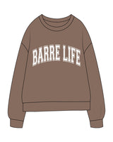 The Midweight Unisex Crewneck - Washed Clay - Barre Life - Center Chest Arched - Printed - White