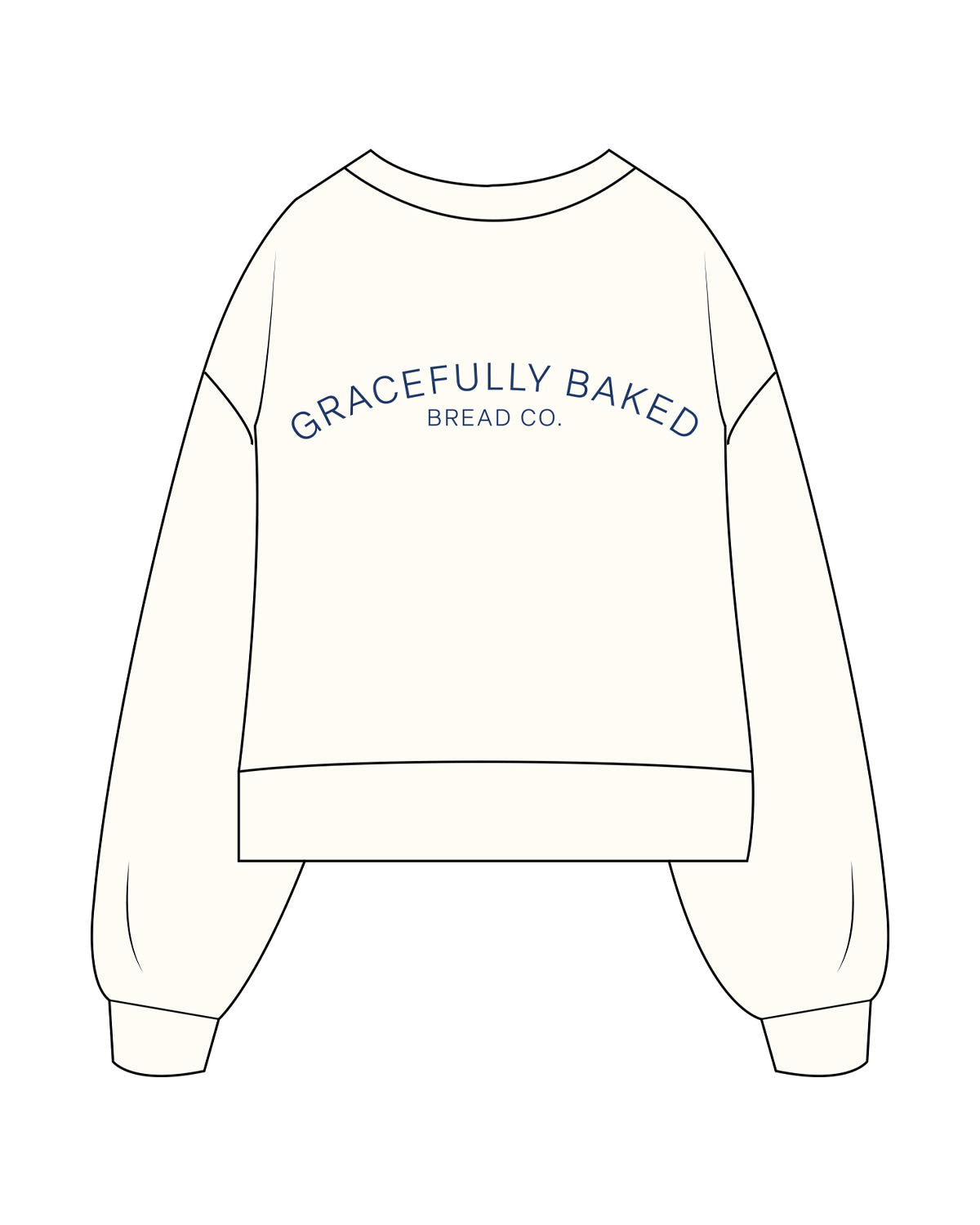 The Womens Heavyweight Crop - Off White - Gracefully Baked Bread - Left Chest "GB" & Back Arc Stacked - Printed - Full Color