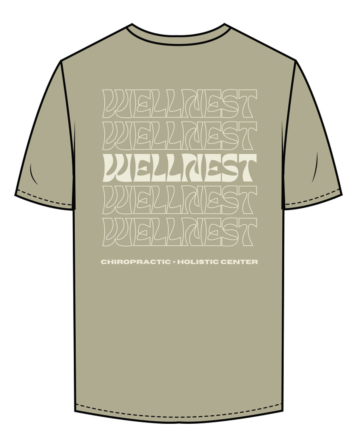 The Mens Tee - Pistachio - Wellnest - Left Chest Oval & Full Back Text Stacked - Printed - Cream