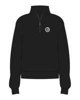 The Womens 1/4 Zip - Black - CB Fit - Left Chest - Embroidered - White