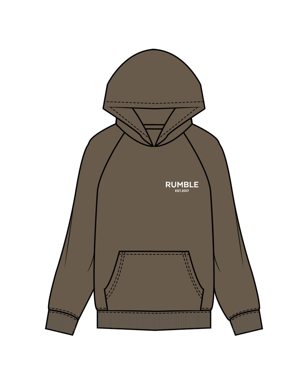 The Mens Hoodie - Walnut - Rumble - Left Chest Stacked - Embroidered - White