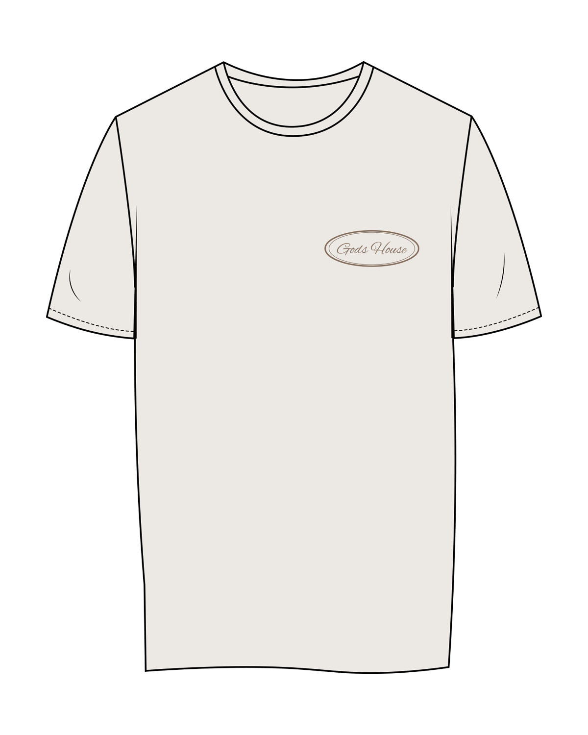 The Womens Tee - Bone - GODSHOUSE - Left Chest - Back "Oval Logo" - Dark Tan