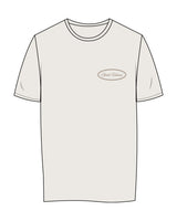The Womens Tee - Bone - GODSHOUSE - Left Chest - Back "Oval Logo" - Dark Tan