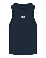 The Ribbed Full Length Tank - Navy - Core Precision - Center Chest - Embroidered - White