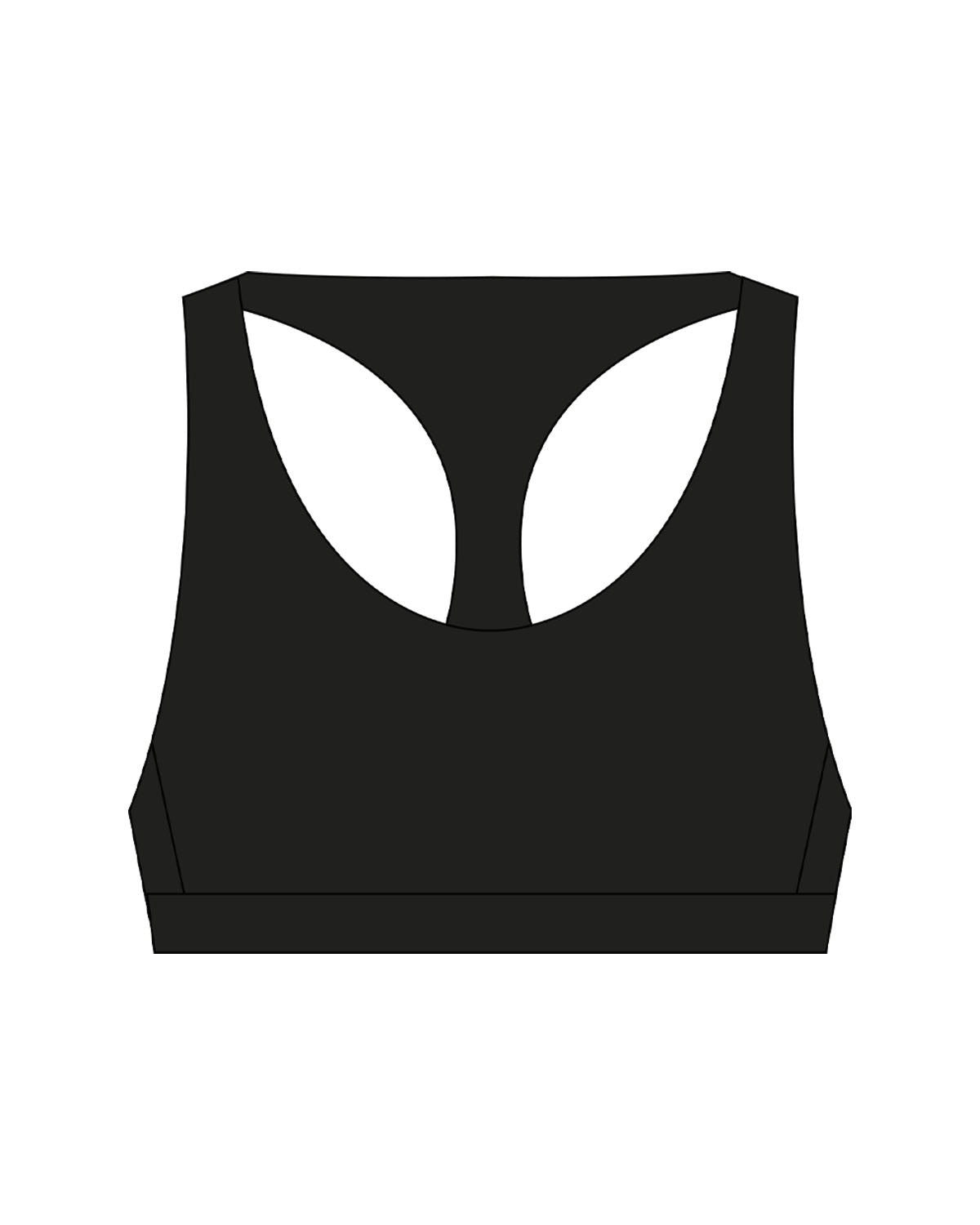 The Racer Bra - Black - ZENERGY CYCLING - Center Back - Printed - White