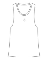 The Womens Full Length Tank - White - Barre 3 - Center Chest Initials & Back Center Vertical - Light Gray