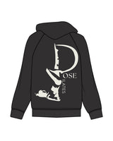 The Classic Hoodie - Charcoal - Pose Pilates - Left Chest Icon & Back Center - Off White