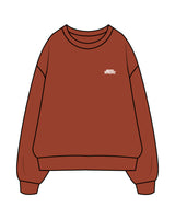 The Mens Crewneck - Cinnamon - Higher Ground - Left Chest Stacked - Embroidered White